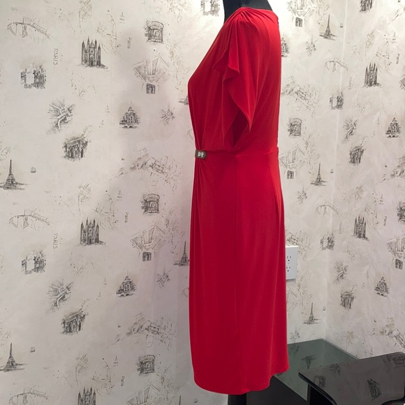 Anne Klein Red Dress with Flutter Sleeves - Picture 5 of 8
